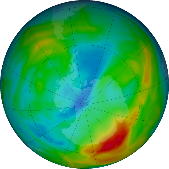 Antarctic ozone map for 17 July 2024